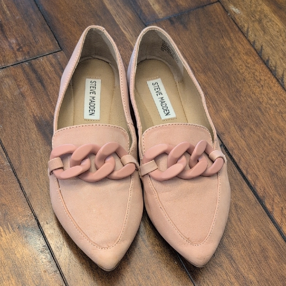 Steve Madden Pink Loafers with Chain Detail